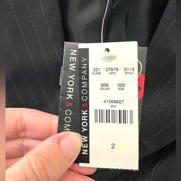NY & COMPANY | Charcoal Gray Pinstripe Blazer Stretch Suit Jacket NWT | Size 2 - Picture 7 of 7